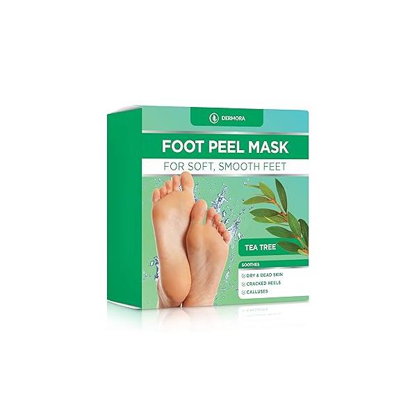 DERMORA Foot Peel Mask - 2 Pack of Regular Size Skin Exfoliating Masks for Dry, Cracked Feet, Callus, Dead Remover Baby Soft Original Scent