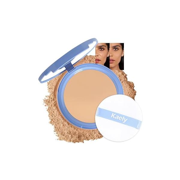 evpct Oil Control Pressed Face Powder Compact for Women, Translucent Setting Makeup Foundation Waterproof Long Lasting Lightweight, polvo compacto de maquillaje, 02 Natural Beige
