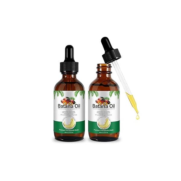 Batana Oil for Hair Growth, 100% Pure Oil, Strengthens and Thickens Hair, Repair Dry Damaged Scalp, Moisturize Skin & Face Moisturizer, Aromatherapy, 2.02fl.oz