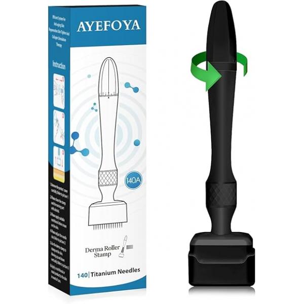 Titanium Microneedle Derma Roller - Stamp Alternative -Microneedling Micro Needle for Women and Man Skin Care Tool Microneedling 0.25mm (White)