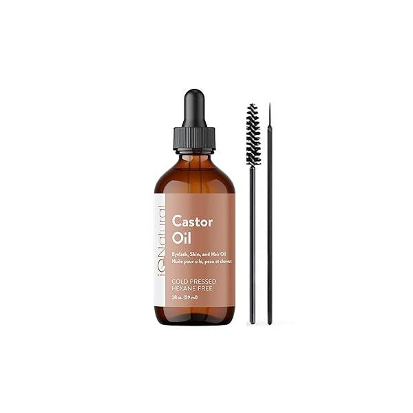 IQ Natural 100% Pure Cold Pressed Organic Castor Oil - Eyelash & Eyebrow Growth Serum, Conditioner Treatment