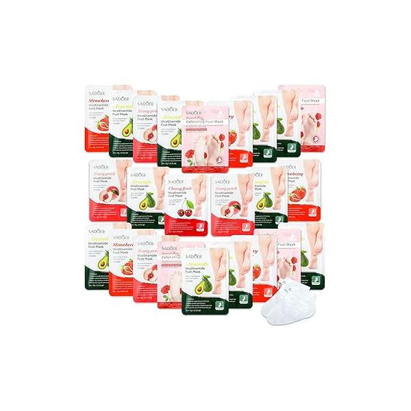 24 Pcs Fruits Beauty Hand Foot Mask Bulk Hydrating Moisturizing Gloves Shea Butter Aloe for Spa Kit Skincare Gift Kits Women