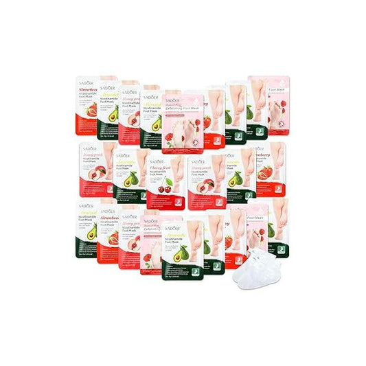 24 Pcs Fruits Beauty Hand Foot Mask Bulk Hydrating Moisturizing Gloves Shea Butter Aloe for Spa Kit Skincare Gift Kits Women