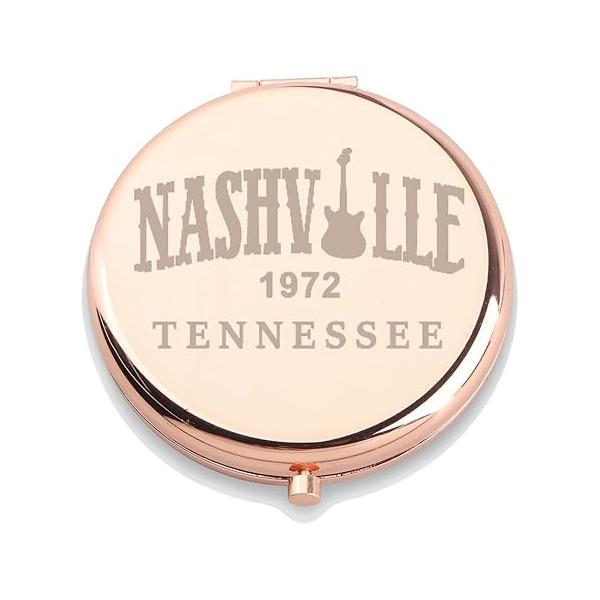 WUSUANED Music City Inspired Makeup Mirror Nashville 1973 Country Lover Gift Trip Gifts Guitar