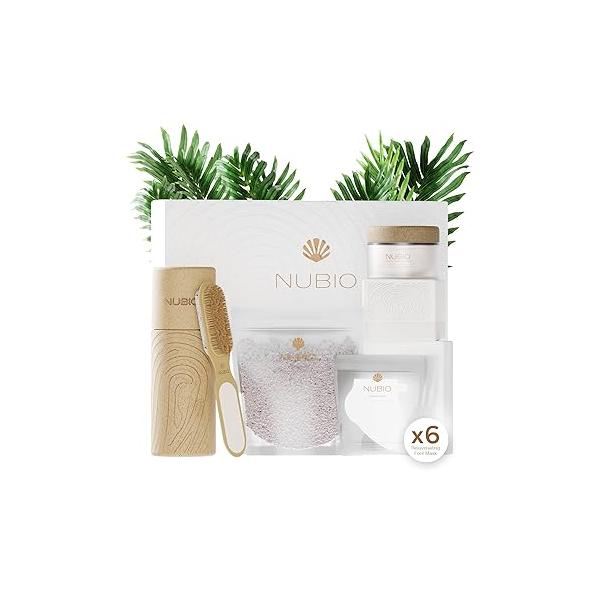 Nubio Foot Spa Collection for Women & Men - Exotic Hydration Pampering Dry Feet Includes 6 x Peel Masks, 2lb Epsom Salt Soak, 5oz Moisturizing Milk, All-in-1 Pedicure Paddle