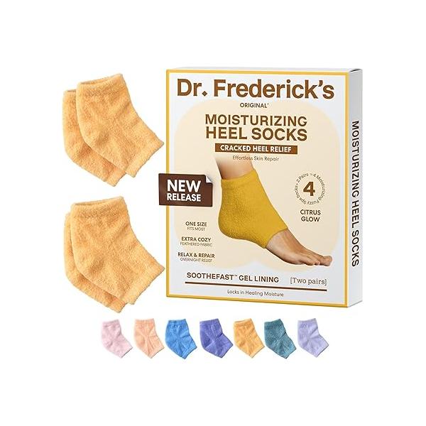 Dr. Frederick's Original Moisturizing Fuzzy Heel Socks - 2 Pairs Cozy Gel-Lined Sleep for Women & Men Soothes Dry, Cracked Feet Repair Lavender Luxury