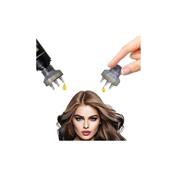 Gray Dual Application Scalp Hair Oil Comb - Care Scrubber with Massage Balls Treatment Applicator Bottle for Essential
