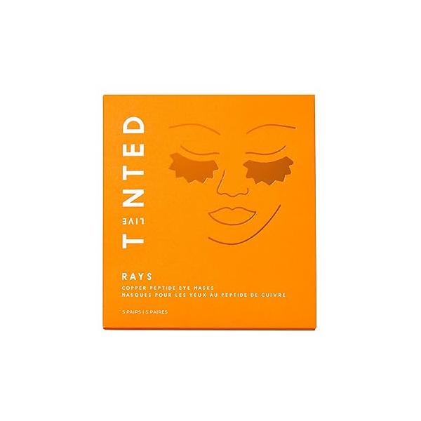 Live Tinted Rays Copper Peptide Eye Masks - Cooling, Brightening, & Nourishing Under Patches, Reduces Fine Lines, Hydrates with Peptides, Banana Extract, Bakuchiol 5 Pairs
