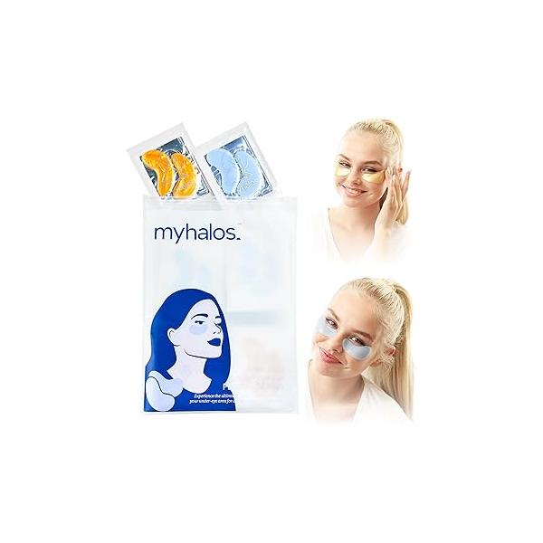 MyHalos Patented Eye Ice Pack for Puffy Eyes Set - Under Masks Dark Circles and Puffiness- 24 Patches Wrinkles With Cold Mask Puffiness