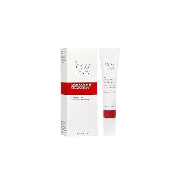Hey Honey Open Your Eyes Lifting Eye Serum | Under Cream for Dark Circles & Puffiness Around The Hydration Suitable For Sensitive Aging Skin Delivers A Bright Rested look 0.5 oz.