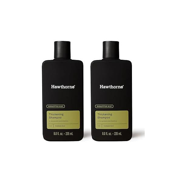 Hawthorne Men's Everyday Shampoo. For Stronger, Healthier Hair with Pure Avocado Oil and Coconut Oil. Mint Eucalyptus Scent. Natural, Sulfate Free, Paraben Free. 8 fl. oz. 2-Pack.