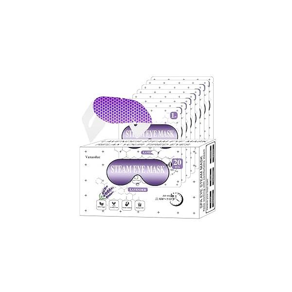 Steam Eye Masks for Dry Eyes, Heated Mask Reduce Puffiness & Dark Circles, Hydrate Soothe Tired Travel Essentials, Business Trip, Party Favors, Lavender 20 Packs