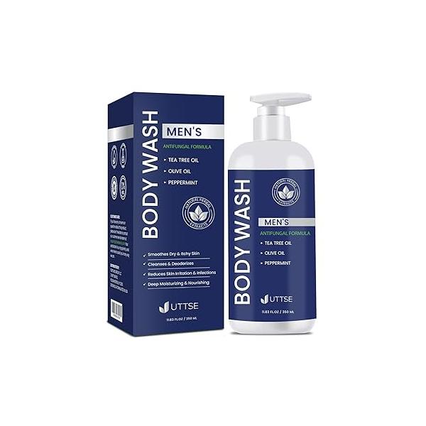 Tea Tree Body Wash: Antifungal Soap for Men - Eliminates Odors & Skin Irritations 11.8fl oz/350mL