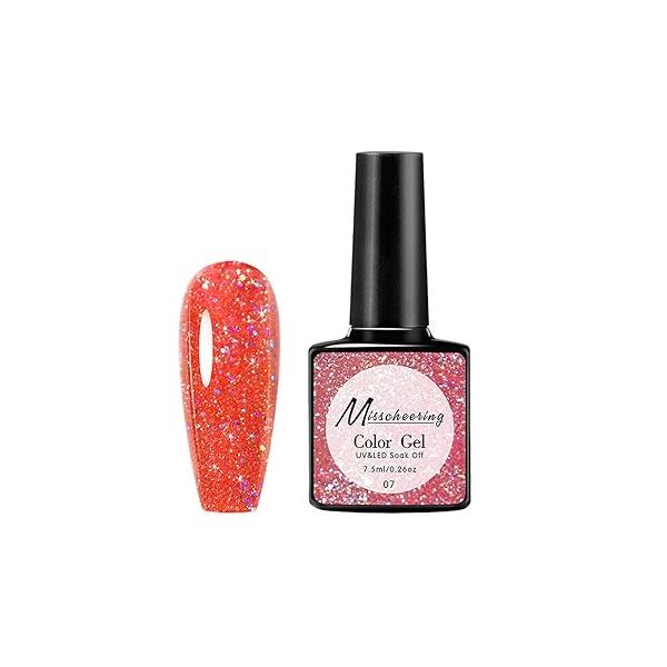 Holographic Nails,Nail Glitter Powder,Bursting Nail Glue Crystal Rhinestone Reflective Shimmer Salon Fake Nails Colorful Exquisite Decoration