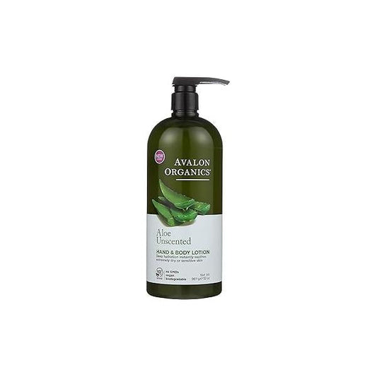 Avalon Organics Hand & Body Lotion, Aloe Unscented, 32 Oz