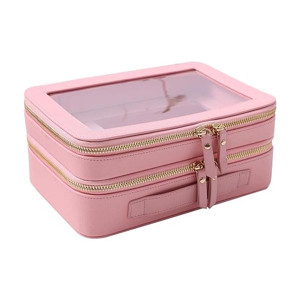 SANHECUN Clear Travel Toiletry bag Case Carry on Accessories Bag Makeup Bag(White, SHC-TL-2)