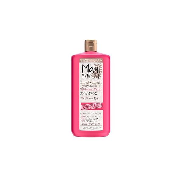 Maui Moisture Lightweight Hydration + Hibiscus Water Shampoo, Moisturizing Shampoo Softens & Quenches Wavy Curly Hair with Aloe Vera, Vegan Sulfate-Free Surfactants, 25.4 fl. oz