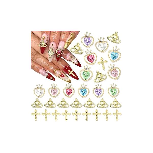 RODAKY 1000PCS Flower Nail Charms Silver Butterfly Art Jewelry Pink 3D for Nails Metal Butterflies Gems Resin Decoration Manicure DIY, Pink&White
