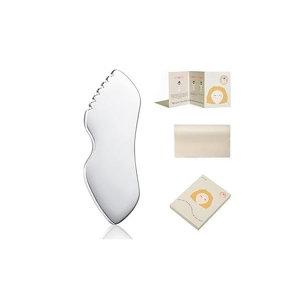Stainless Steel Gua Sha Facial Tools Metal Detail Stone Body Lymphatic Drainage Massager Face Guasha Sculpting Tool Skin Care