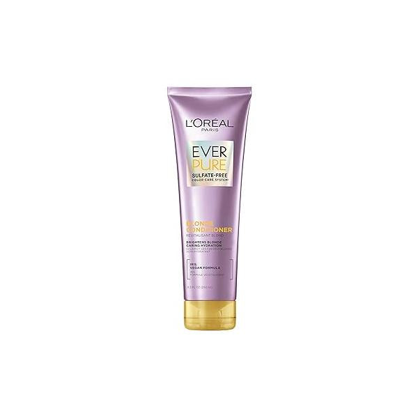 L'Oreal Paris Blonde Sulfate Free Conditioner for Color-Treated Hair, Neutralizes Brass + Balances, EverPure, 8.5 Fl Oz (Packaging May Vary)