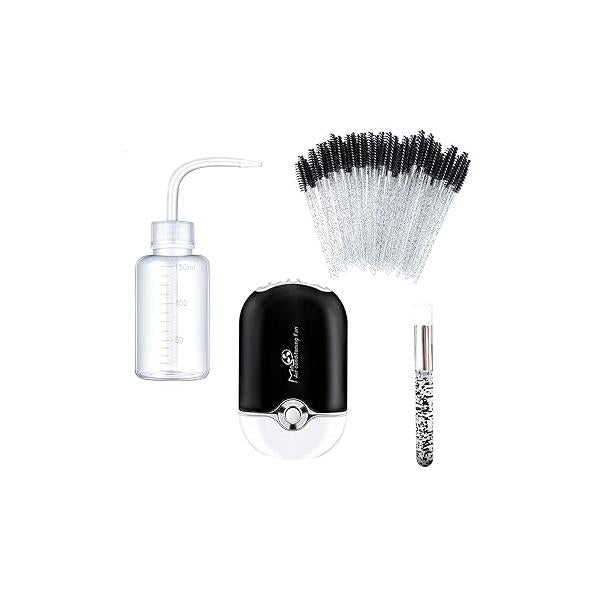 Eyelash Extension Supplies with USB Mini Lash Dryer 50 Shampoo Brush 1 Nose Blackhead Facial Cleaning Plastic Wash Bottle(Green)