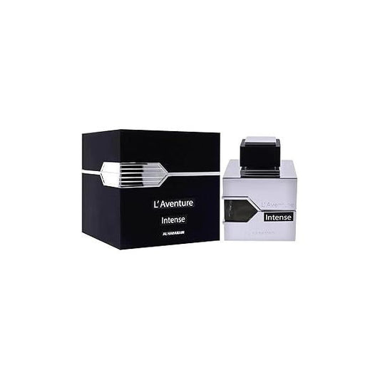 Al Haramain L'Aventure Intense Cologne for Men - Arabian Perfume Long Lasting Woody Fragrance with Notes of Bergamot, Lemon, Jasmine, Musk, Patchouli, Amber Arabic Eau de Parfum 3.3 oz EDP Spray