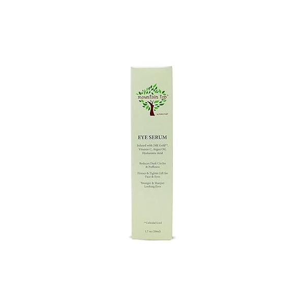 MOUNTAIN TOP Eye Serum Infused with 24K Gold, Vitamin C, Argan Oil, Hyaluronic Acid - For a Tighter Lift and Reduction in Appearance of Wrinkles, Fine Lines, Dark Circles (1.7oz)