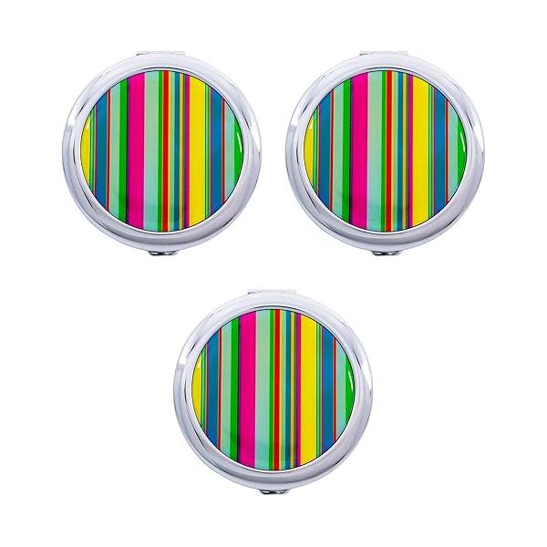 Stephanie Imports Set of 3 Double Sided Magnifying Round Compact Mirrors with Printed Insert (Gatsby Floral Headband)