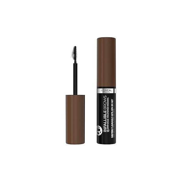 L'Oreal Paris Infallible Volumizing 24H Wear Brow Mascara, Long Lasting Eyebrow Makeup for 2X Fuller Eyebrows, 6.0 Light Brunette, 0.13 Fl Oz