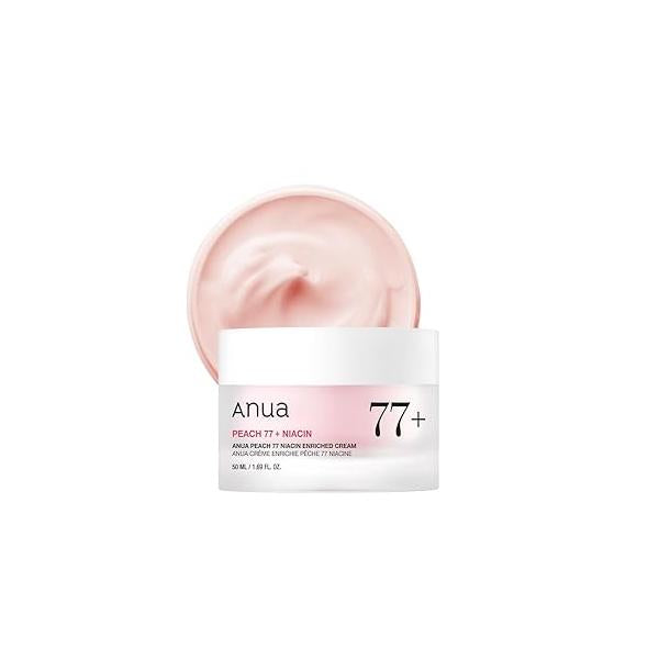 Anua Peach Niacinamide Cream, Face Moisturizer for Dry Skin with Vitamin B12, Collagen, Ceramide, Panthenol, Korean Care Glass (50ml, 1.69 fl.oz.)