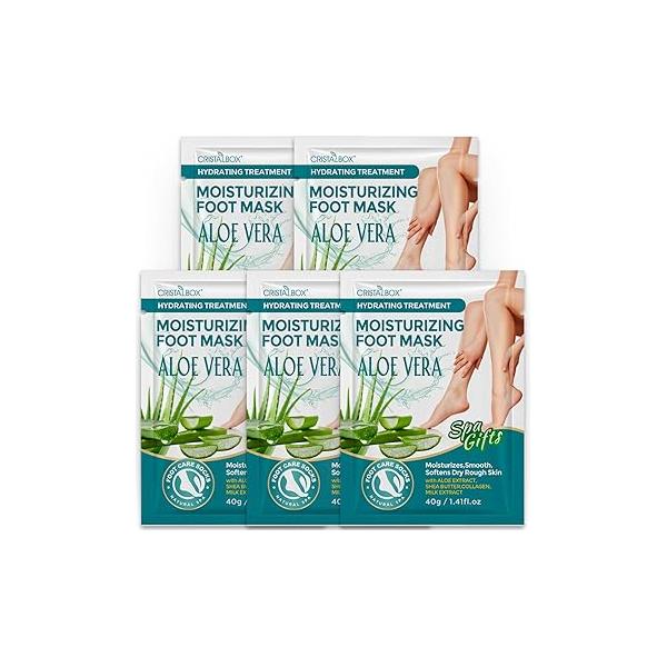 Moisturizing Foot Mask 5 Pack,Hydrating Masks for Dry Cracked Feet,Moisturizing Socks Skin Moisturizer Soft and Smooth Touch Feet,Foot Care Spa Gifts Women Men Mother's Day