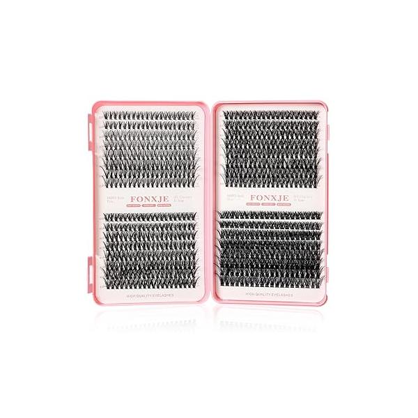 DIY Lash Clusters Kit for At-Home Eyelash Extensions | 240 Cluster Lashes (10mm-18mm) with Glue, Bond Sealer & Tweezers Reusable Extension Natural Volume(W20)
