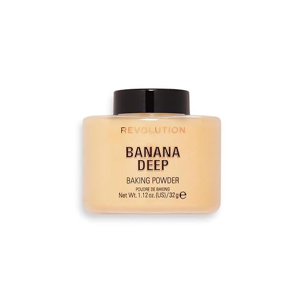 Revolution, Loose Baking Powder, Makeup Setting Long Lasting Coverage, Mattifies & Reduces Shine, Banana Deep, 1.12 oz