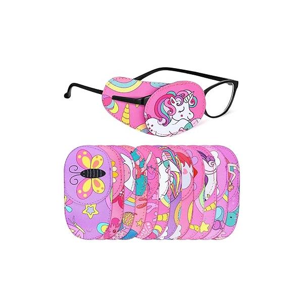 Newcotte 12 Pcs Eye Patch for Kids Toddler Reusable Adjustable Girls Boys Eyepatch Glasses Left or Right Patch, Assorted Patterns(Mermaid)