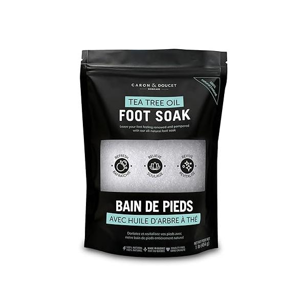 CARON & DOUCET Tea Tree Oil Foot Soak with Epsom Salt and Dead Sea - Natural Soothes Sore Tired Feet, Helps Reduce Odor Scent, Softens Calluses 1lb