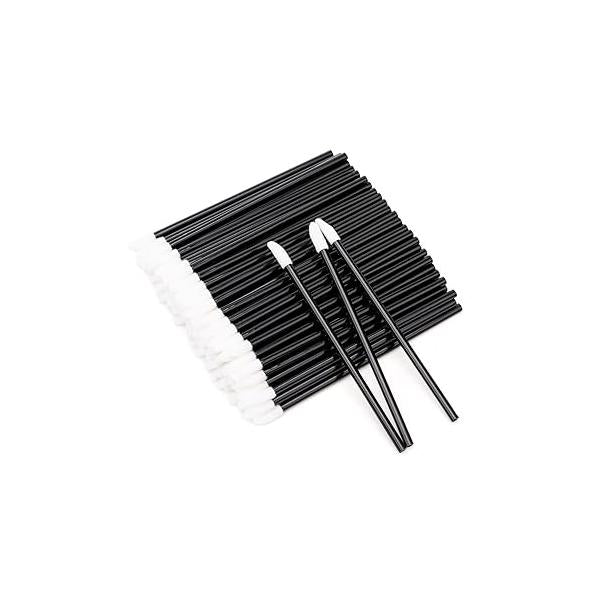G2PLUS 100PCS Lip Gloss Applicators, Disposable Brushes Applicators Lipstick Wands Applicator Perfect Makeup Tool Kits (Nylon Black)