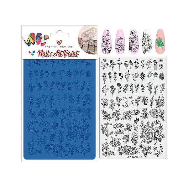 Nail Stamping Plate Lace Flowers Butterfly Pattern Template Plates for Cute Image and Art Design on Fingernails Floral Garden Petals DIY Reusable Tools Manicure Printing