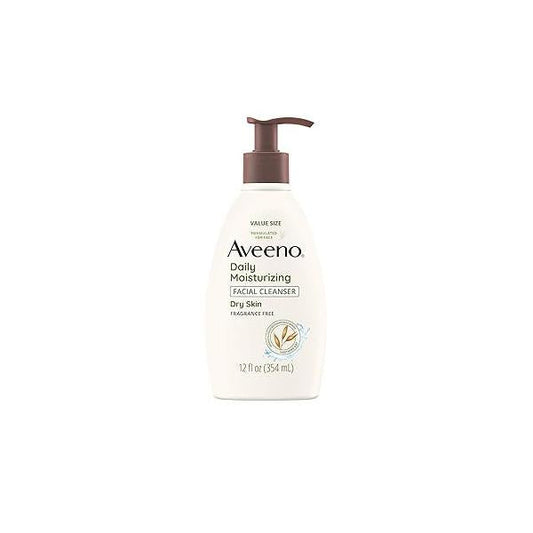 Aveeno Daily Moisturizing Facial Cleanser for Dry Skin, Gentle Face with Soothing Oat Skin that Feels Soft & Supple, Removes Dirt, Oil and Impurities, Fragrance Free, 12 FL OZ