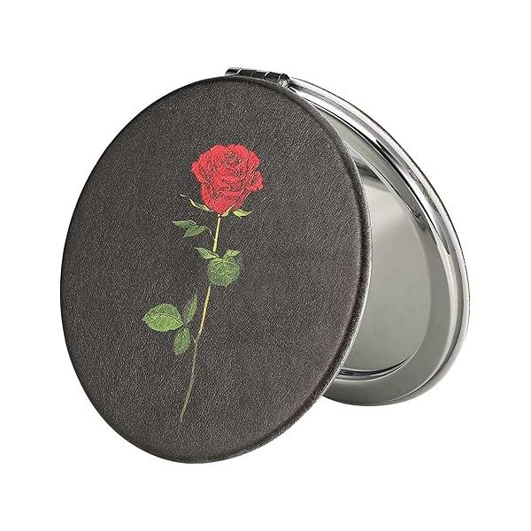Dynippy Almond Blossom 2.75" Round Compact Mirror, 1X/2X Magnifying, Foldable, Portable, PU Leather & Metal, Home Office Personal Travel Mirrors