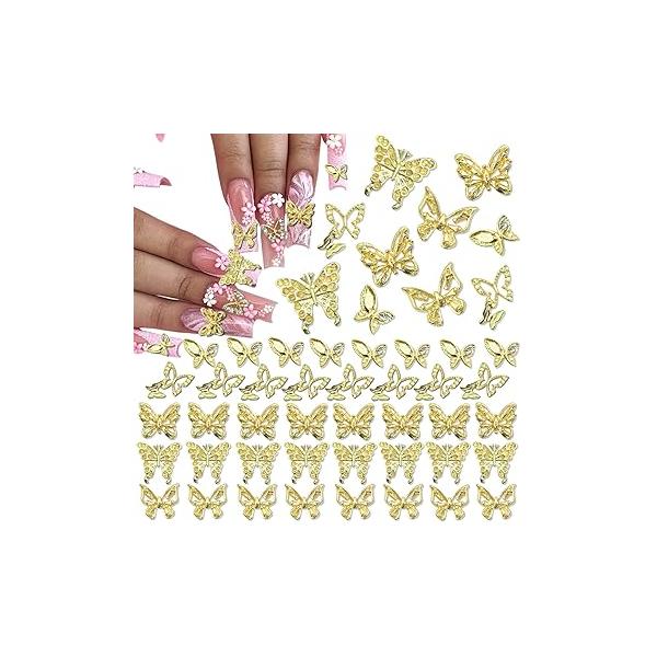 RODAKY 3D Alloy Butterfly Nail Art Charms - 12PCS Silver Butterflies With Gems and Rhinestones for Decoration