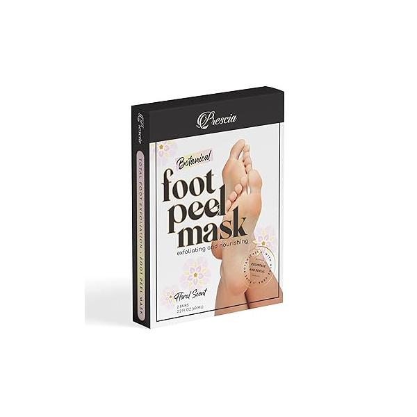 Prescia Foot Peel Mask - For Cracked Heels, Dead Skin & Calluses Baby Soft Feet, Smooth Skin, Removes Repairs Rough Dry Toe Exfoliating Peeling Natural Treatment Crescena