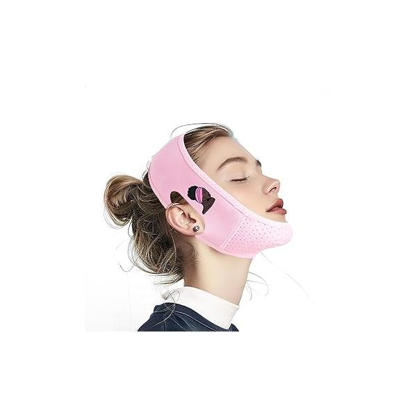 Chin Strap for Sleeping, V Line Lifting Mask, Character Butterfly Alphabet Series, Reusable Face Strap, Jaw Exerciser (Pink-1)