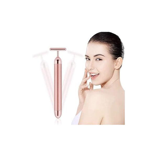 Beauty Bar 24k Golden Pulse Facial Massager, GOODYBUY T-Shape Electric Sign Face Massage Tools for Sensitive Skin Pull Tight Firming Lift