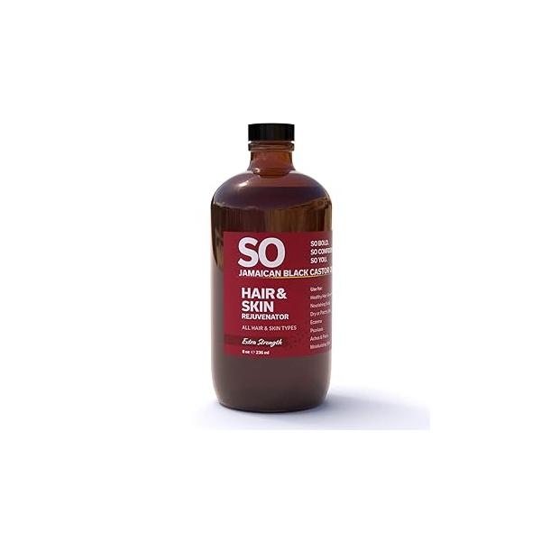 SO Extra Strength Jamaican Black Castor Oil 8oz (236 mL) | 100 Pure Natural Conditioner Moisturizer for Hair & Skin Strengthen Restore