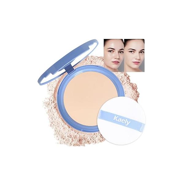 evpct Oil Control Pressed Face Powder Compact for Women, Translucent Setting Makeup Foundation Waterproof Long Lasting Lightweight, polvo compacto de maquillaje, 02 Natural Beige