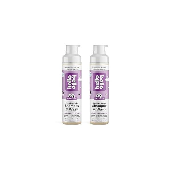 Hello Bello Extra Gentle Shampoo & Body Wash I Tear Free, Hypoallergenic and Pediatrician Tested Plant Based Formula for Babies Kids Lavender Scent 20 FL Oz (2 Packs of 10oz)