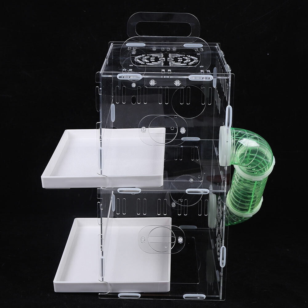 Acrylic 2 Tier Hamster Cage Habitat Clear Rodent Gerbil Mouse Mice Rat House usa