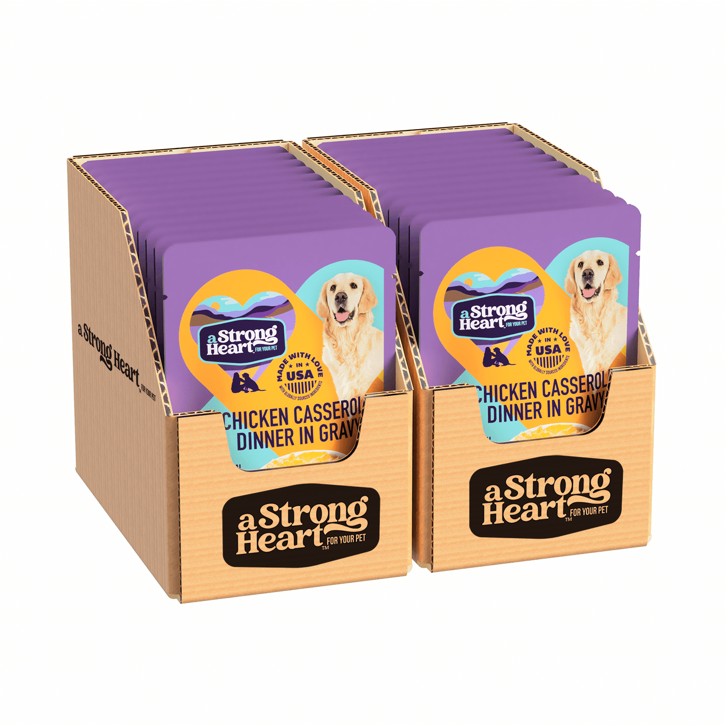 A Strong Heart Wet Dog Food Pouches, Chicken Casserole Dinner in Gravy, 3.5 oz Pouches (Pack of 24), Made in The USA with Real Chicken
